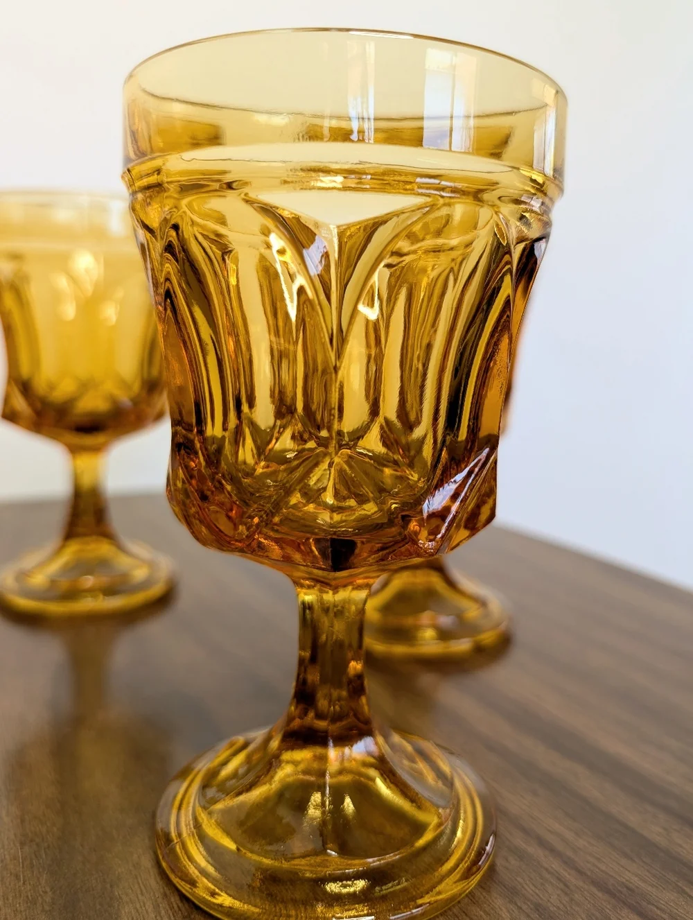 70s Honey Amber Fairfield Pattern By Anchor Hocking On The Rocks Goblet Set Of 6